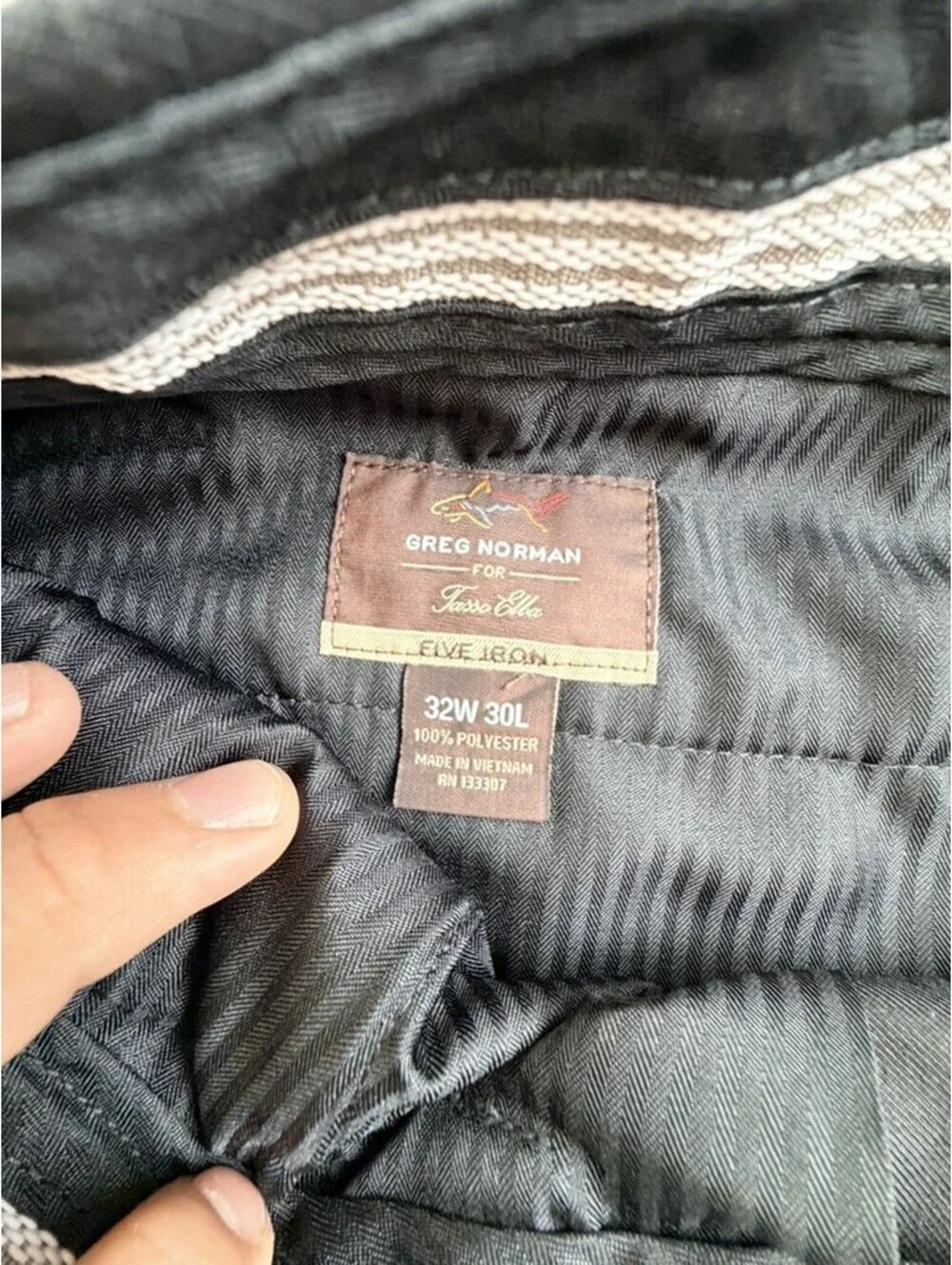 Greg Norman Tasso Ella Mens Dress Pants 32W 30L Black Polyester Flat Front